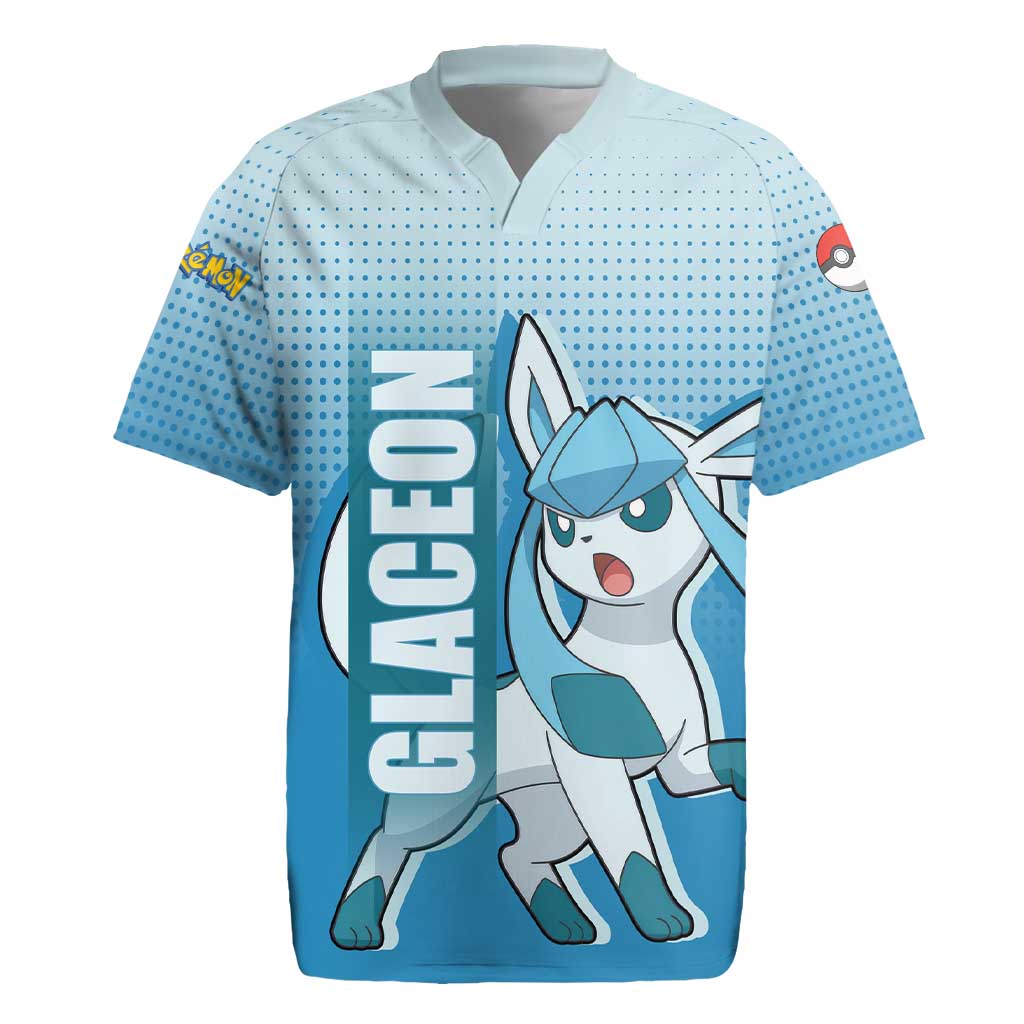 Glaceon from Poké Rugby Jersey with Ice Type Ability and Elegant Pose Design - The Mazicc