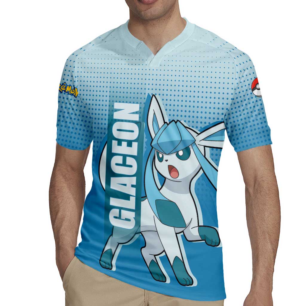 Glaceon from Poké Rugby Jersey with Ice Type Ability and Elegant Pose Design - The Mazicc