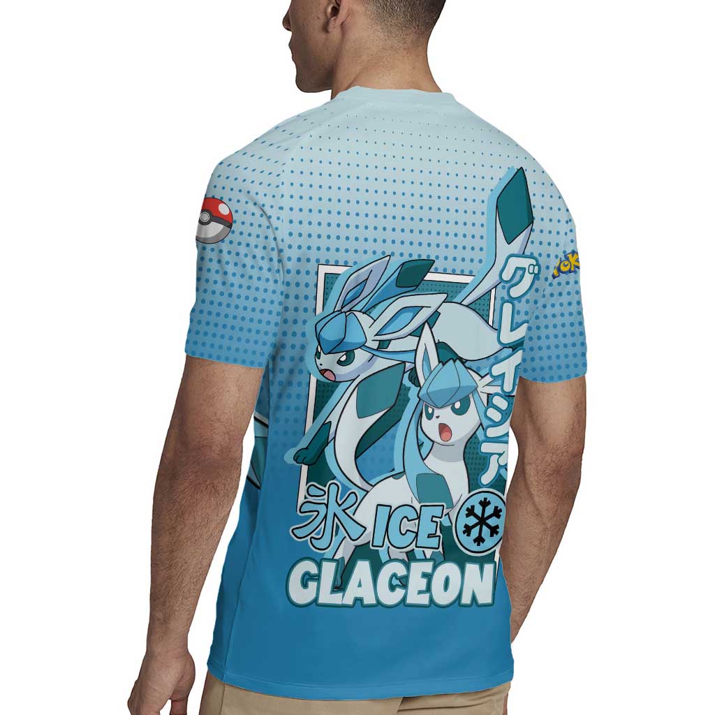 Glaceon from Poké Rugby Jersey with Ice Type Ability and Elegant Pose Design - The Mazicc