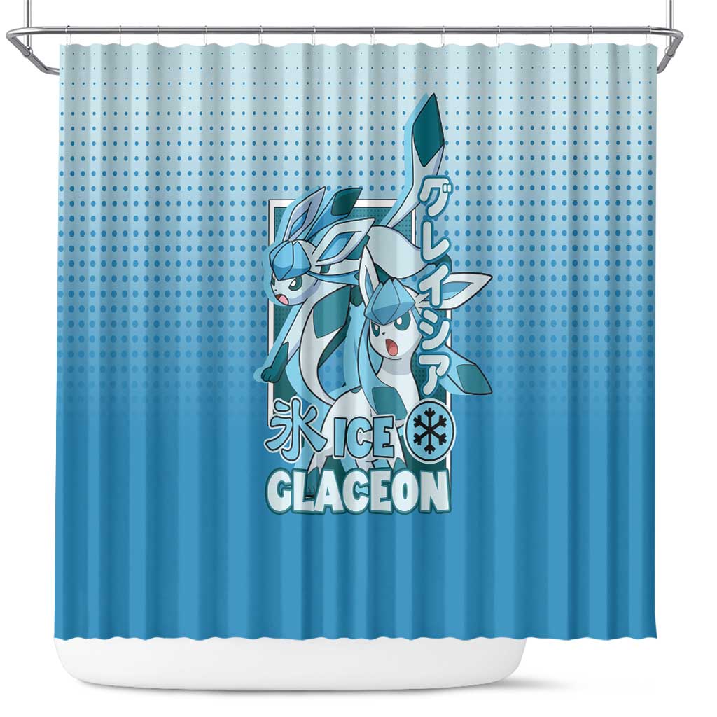 Glaceon from Poké Shower Curtain with Ice Type Ability and Elegant Pose Design - The Mazicc