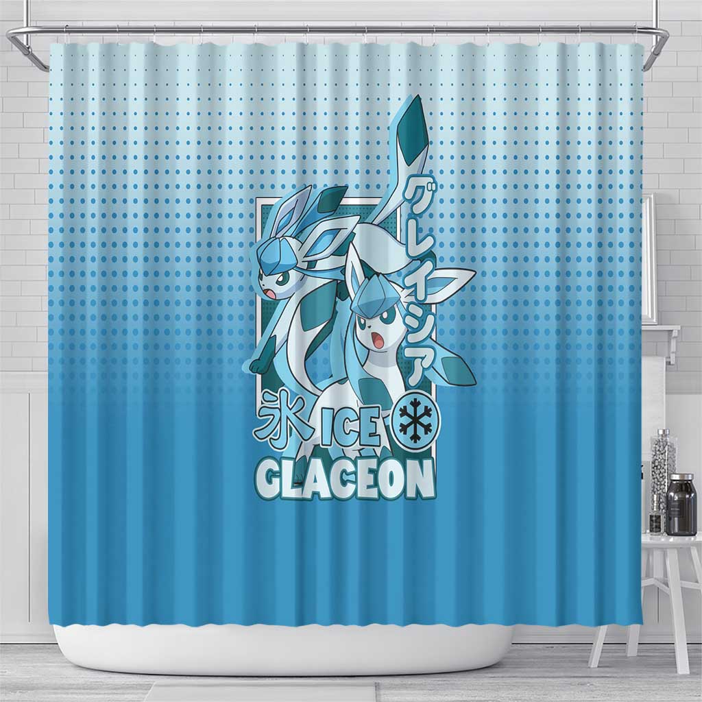 Glaceon from Poké Shower Curtain with Ice Type Ability and Elegant Pose Design - The Mazicc