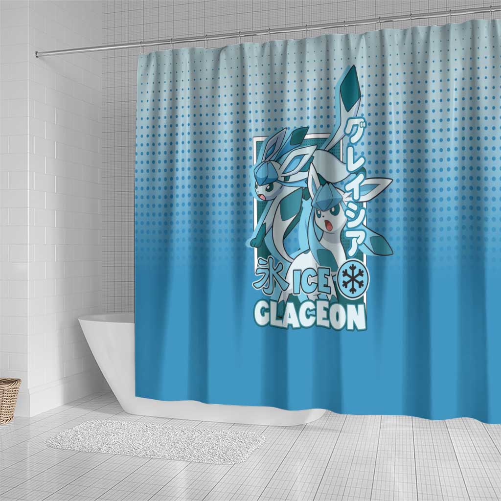 Glaceon from Poké Shower Curtain with Ice Type Ability and Elegant Pose Design - The Mazicc