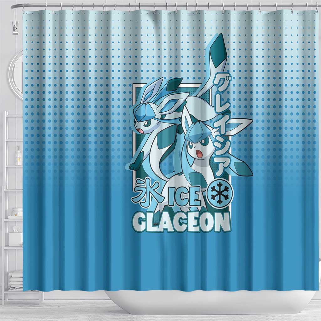 Glaceon from Poké Shower Curtain with Ice Type Ability and Elegant Pose Design - The Mazicc