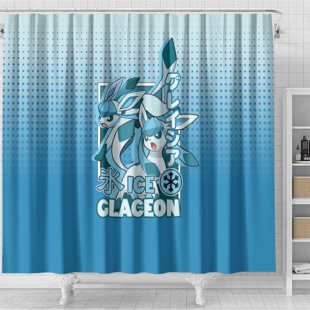 Glaceon from Poké Shower Curtain with Ice Type Ability and Elegant Pose Design - The Mazicc