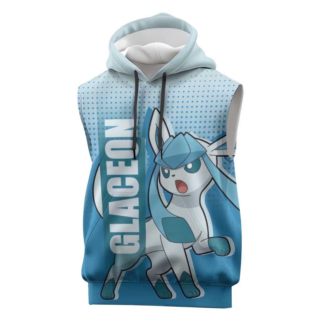 Glaceon from Poké Sleeveless Hoodie with Ice Type Ability and Elegant Pose Design - The Mazicc