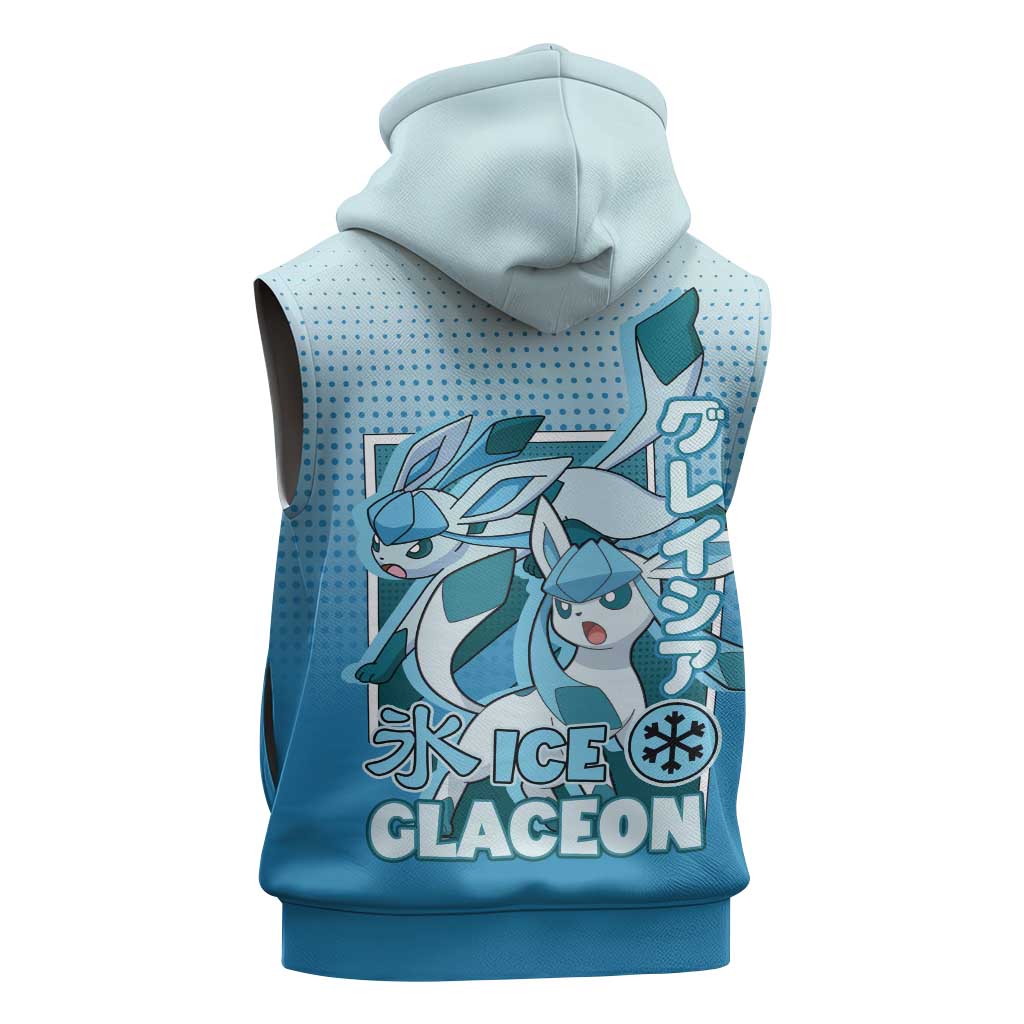 Glaceon from Poké Sleeveless Hoodie with Ice Type Ability and Elegant Pose Design - The Mazicc