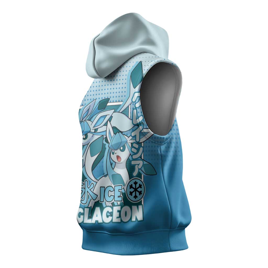 Glaceon from Poké Sleeveless Hoodie with Ice Type Ability and Elegant Pose Design - The Mazicc