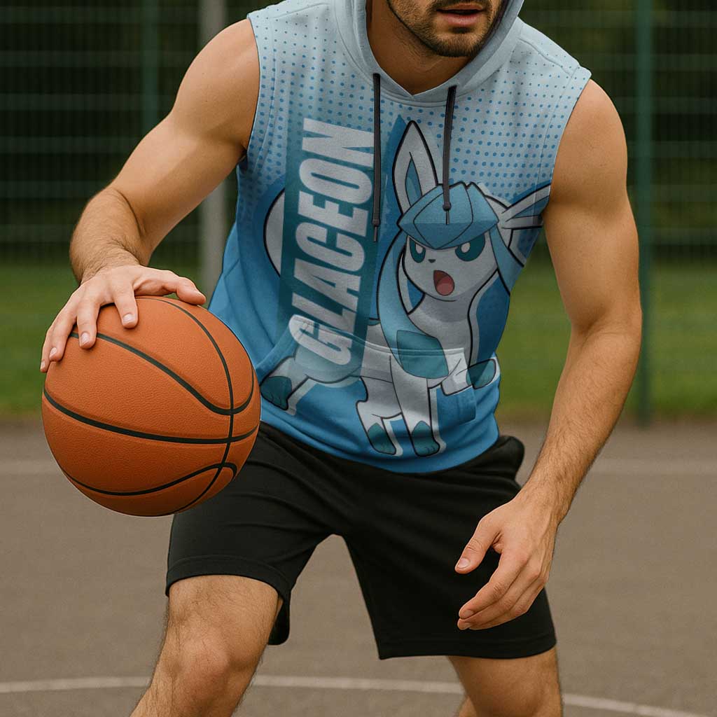 Glaceon from Poké Sleeveless Hoodie with Ice Type Ability and Elegant Pose Design - The Mazicc