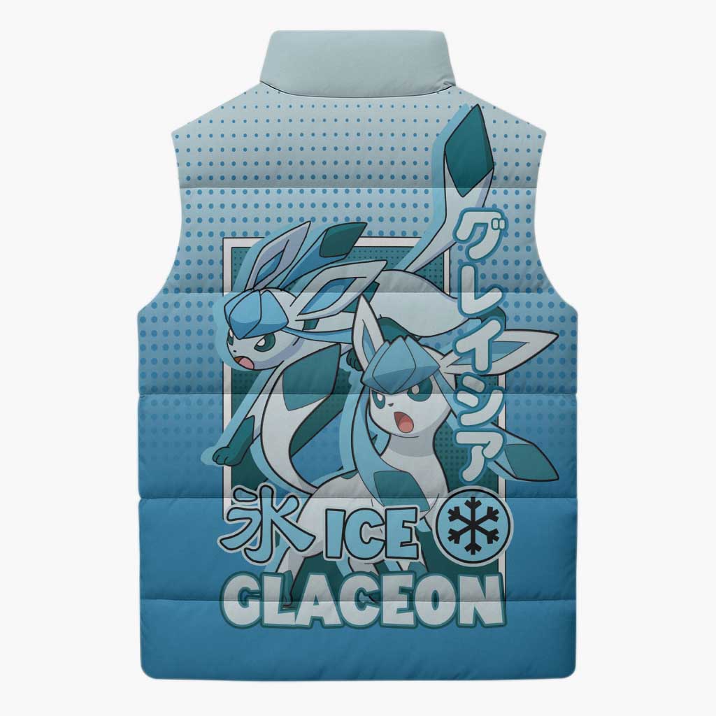 Glaceon from Poké Sleeveless Puffer Jacket with Ice Type Ability and Elegant Pose Design - The Mazicc