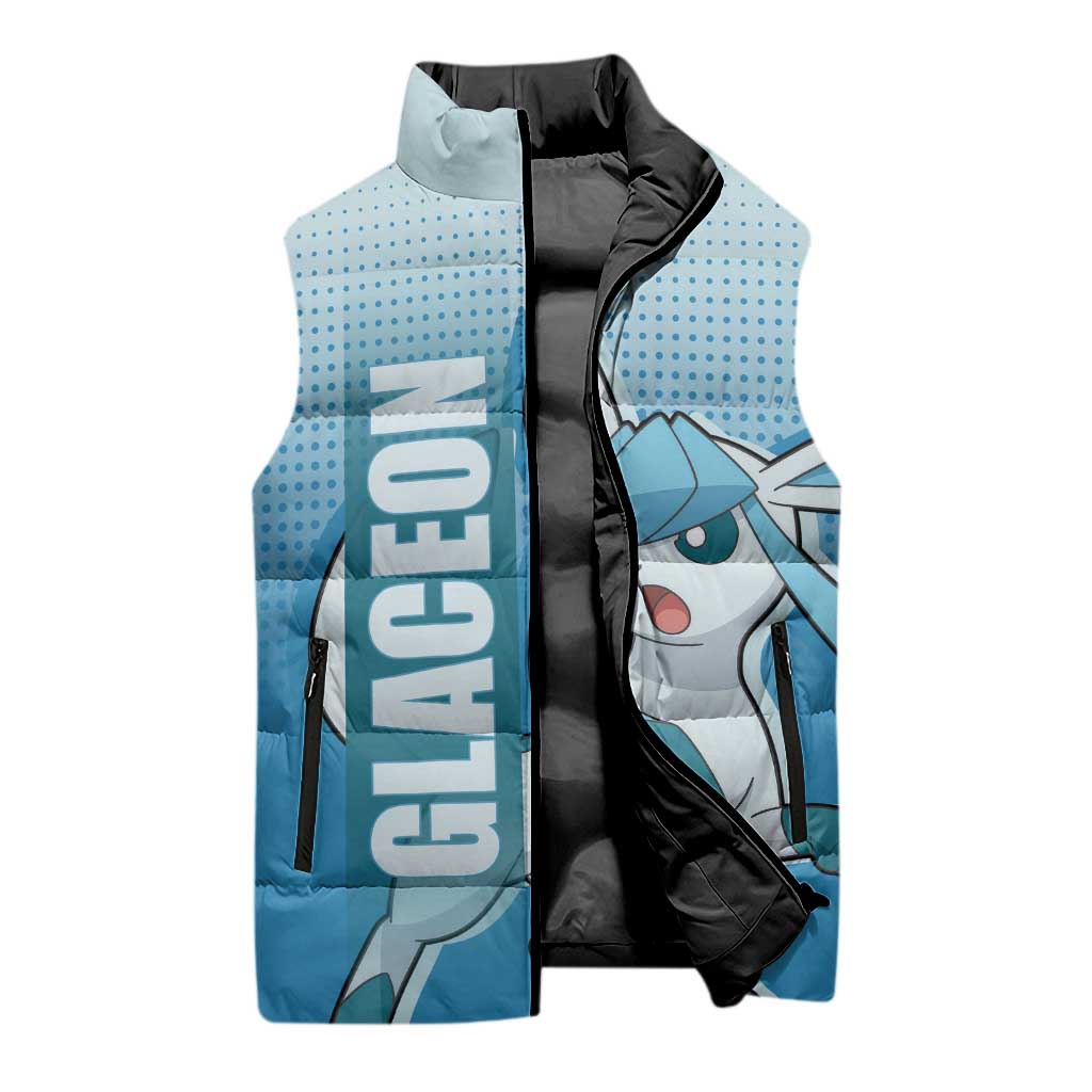 Glaceon from Poké Sleeveless Puffer Jacket with Ice Type Ability and Elegant Pose Design - The Mazicc