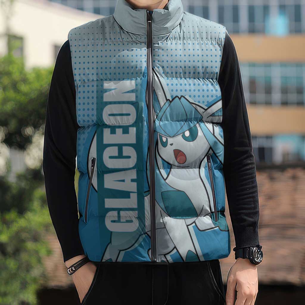 Glaceon from Poké Sleeveless Puffer Jacket with Ice Type Ability and Elegant Pose Design - The Mazicc