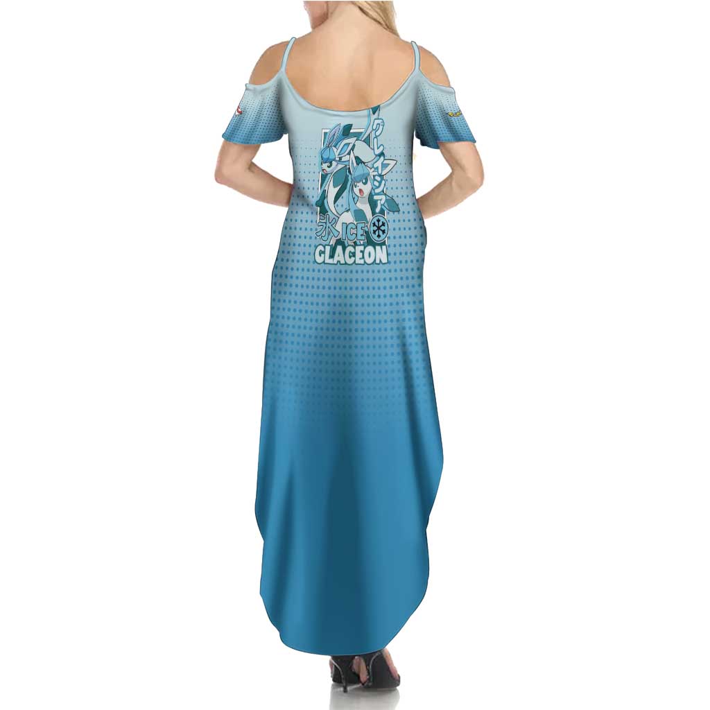 Glaceon from Poké Summer Maxi Dress with Ice Type Ability and Elegant Pose Design - The Mazicc