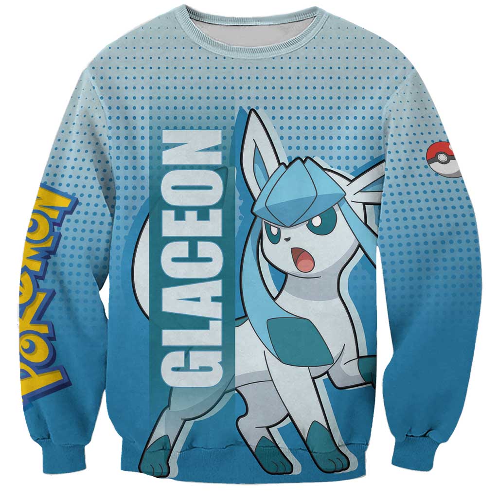 Glaceon from Poké Sweatshirt with Ice Type Ability and Elegant Pose Design - The Mazicc