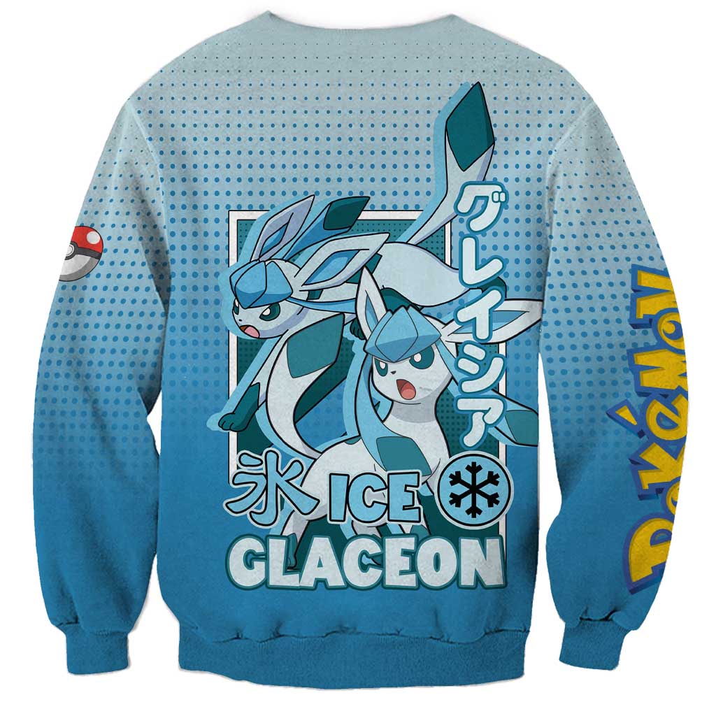 Glaceon from Poké Sweatshirt with Ice Type Ability and Elegant Pose Design - The Mazicc