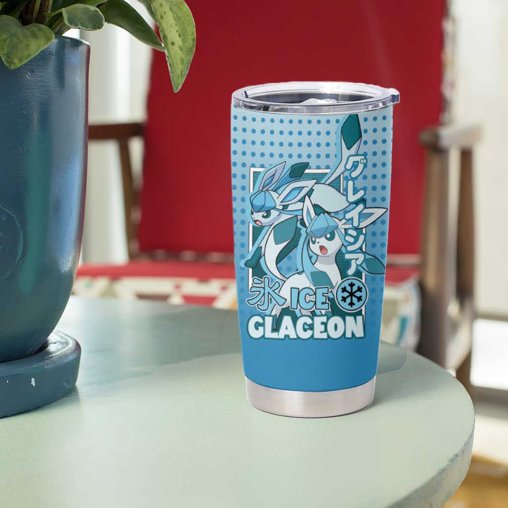 Glaceon from Poké Tumbler Cup with Ice Type Ability and Elegant Pose Design - The Mazicc