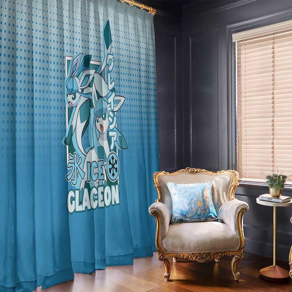 Glaceon from Poké Window Curtain with Ice Type Ability and Elegant Pose Design - The Mazicc