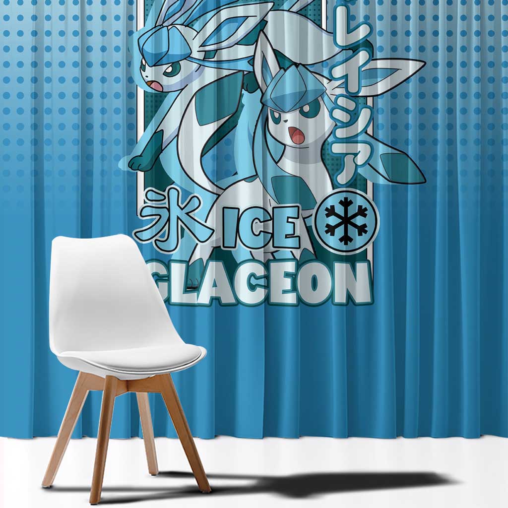 Glaceon from Poké Window Curtain with Ice Type Ability and Elegant Pose Design - The Mazicc