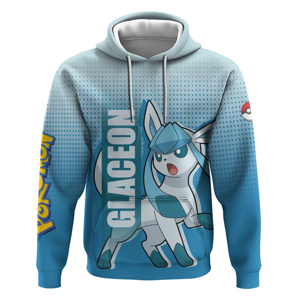 Glaceon from Poké Zip Hoodie with Ice Type Ability and Elegant Pose Design - The Mazicc