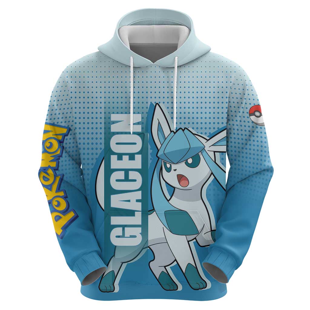 Glaceon from Poké Zip Hoodie with Ice Type Ability and Elegant Pose Design - The Mazicc