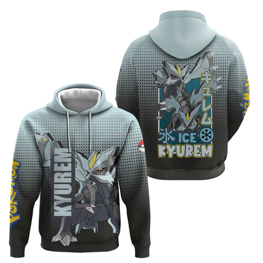 Kyurem from Poké Hoodie with Ice Type Ability and Powerful Battle Pose Design - The Mazicc