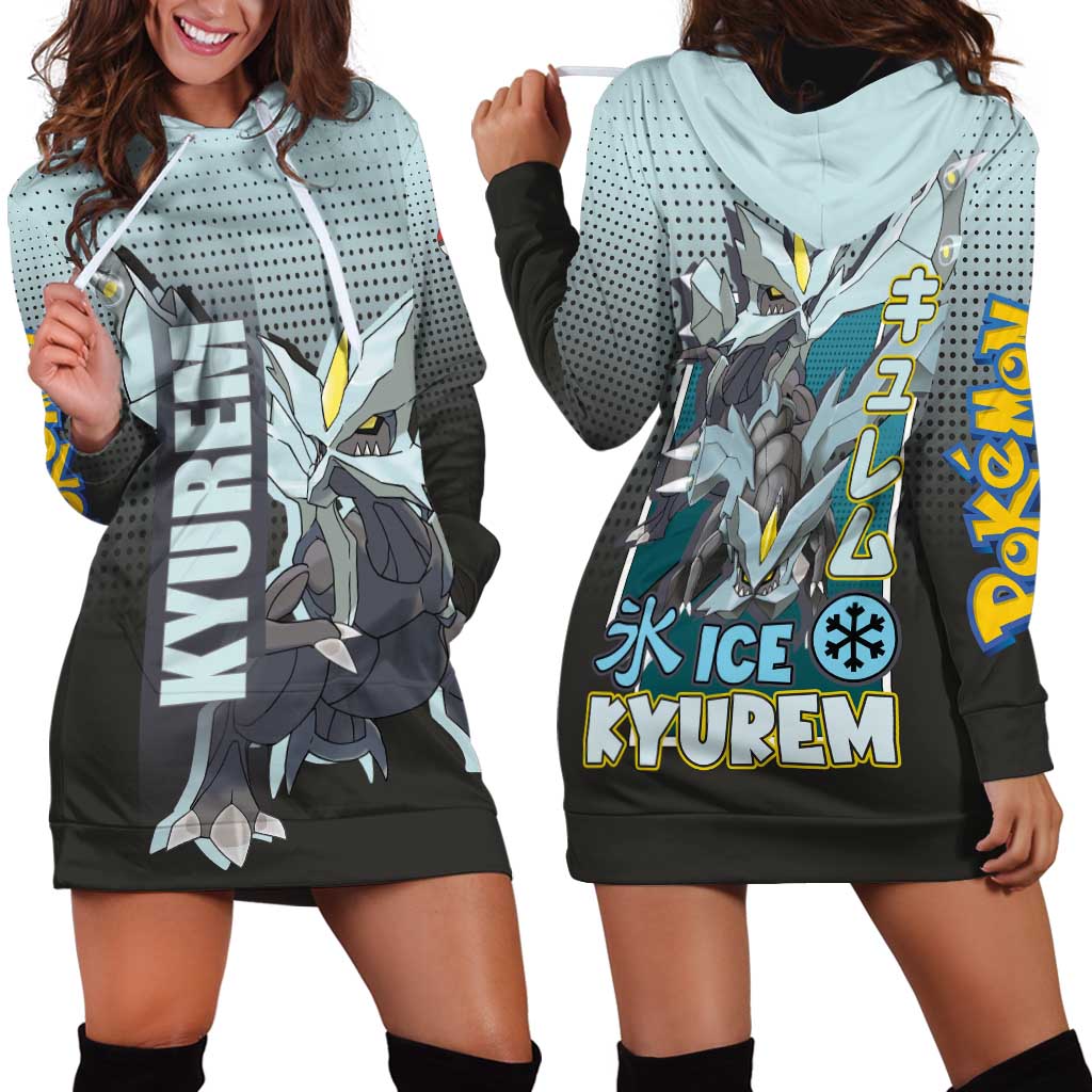 Kyurem from Poké Hoodie Dress with Ice Type Ability and Powerful Battle Pose Design - The Mazicc