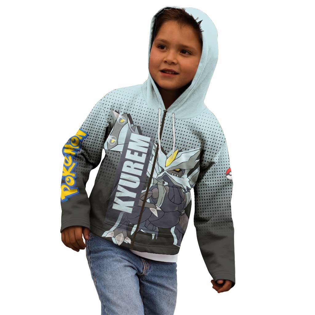 Kyurem from Poké Kid Hoodie with Ice Type Ability and Powerful Battle Pose Design - The Mazicc