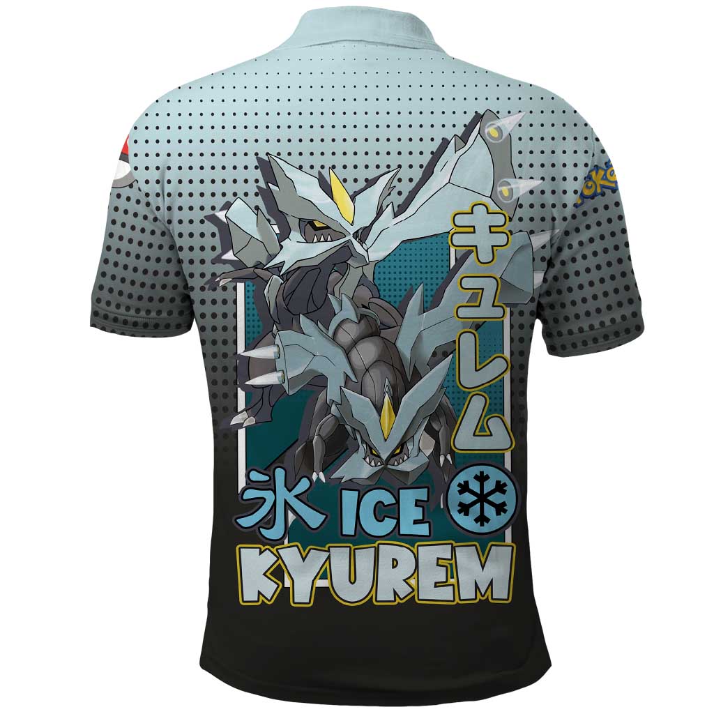 Kyurem from Poké Polo Shirt with Ice Type Ability and Powerful Battle Pose Design - The Mazicc