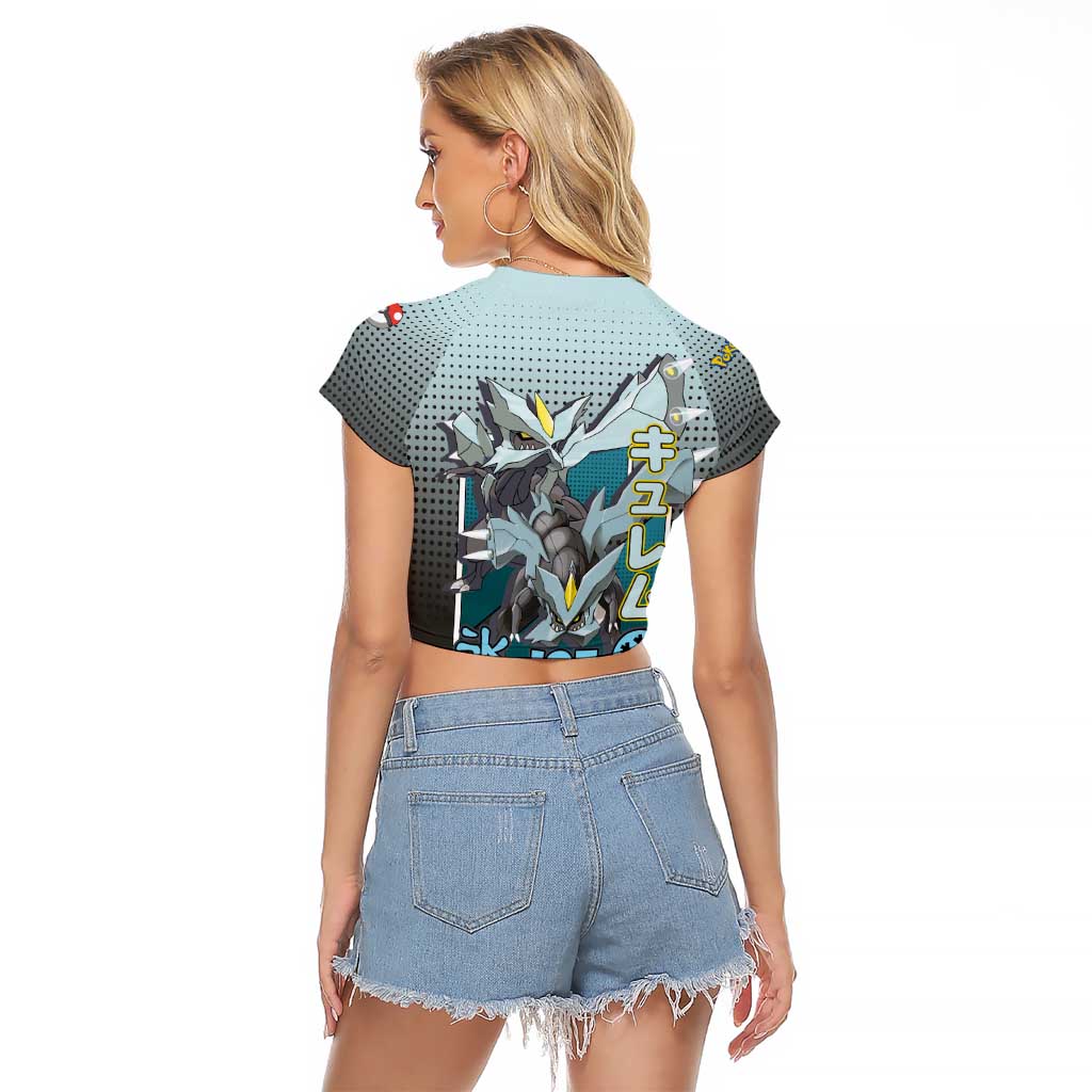 Kyurem from Poké Raglan Cropped T Shirt with Ice Type Ability and Powerful Battle Pose Design - The Mazicc