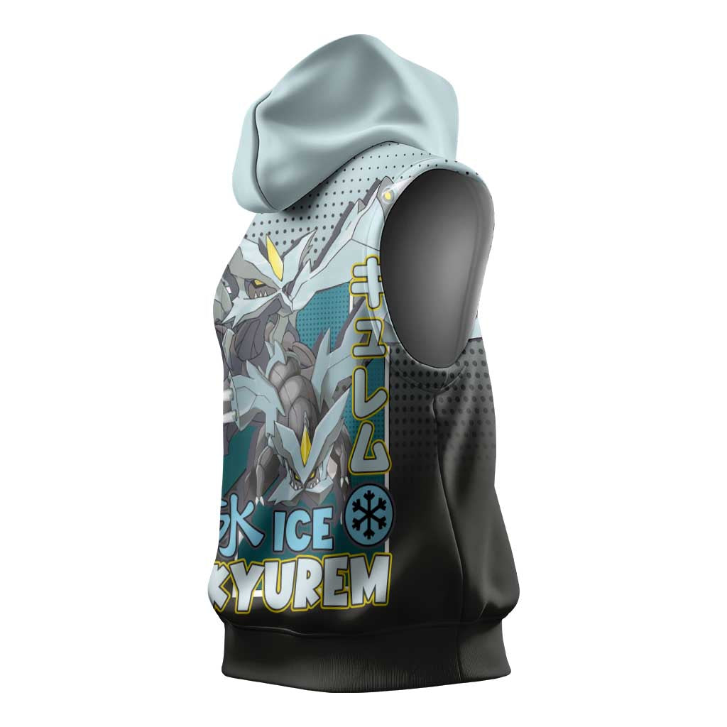 Kyurem from Poké Sleeveless Hoodie with Ice Type Ability and Powerful Battle Pose Design - The Mazicc