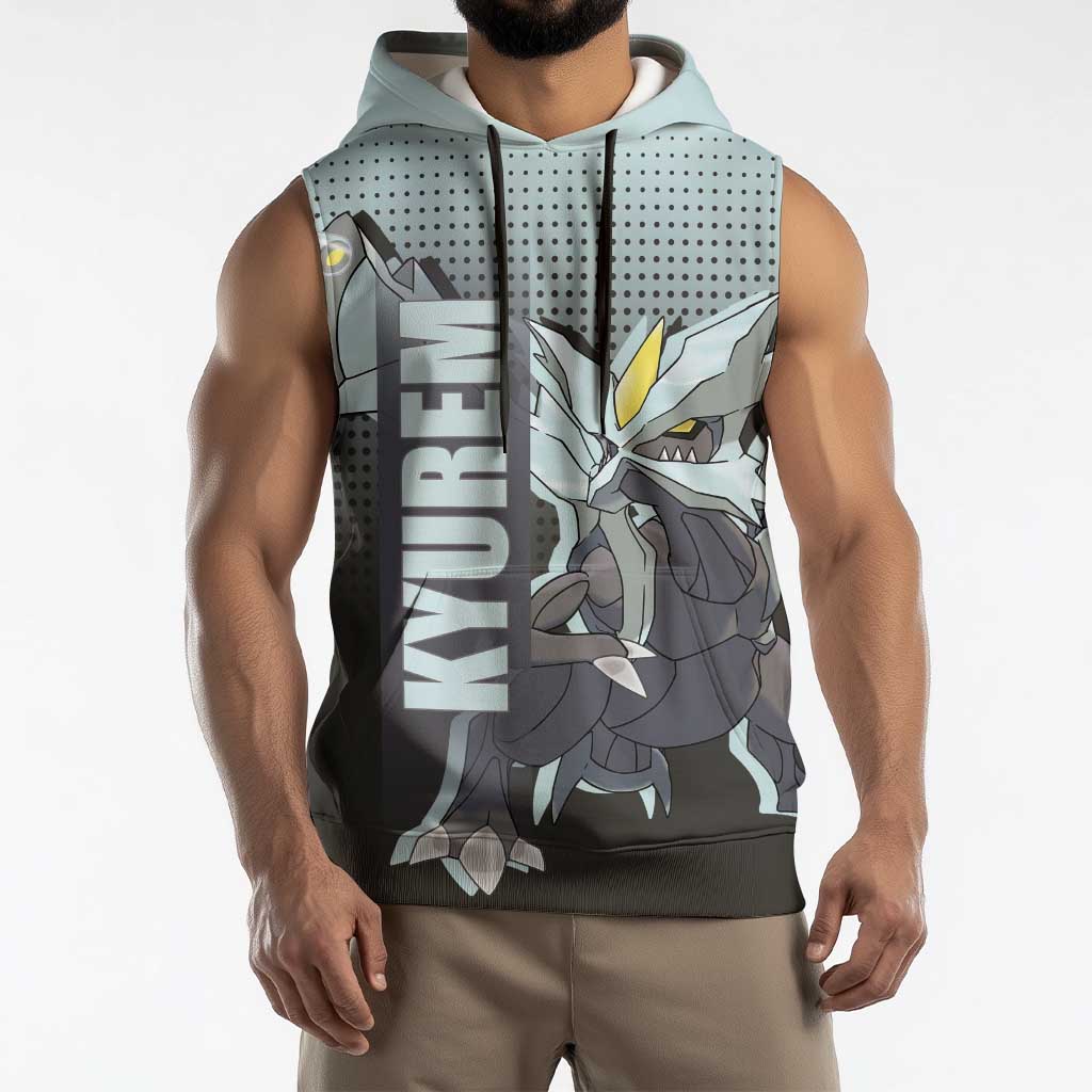 Kyurem from Poké Sleeveless Hoodie with Ice Type Ability and Powerful Battle Pose Design - The Mazicc