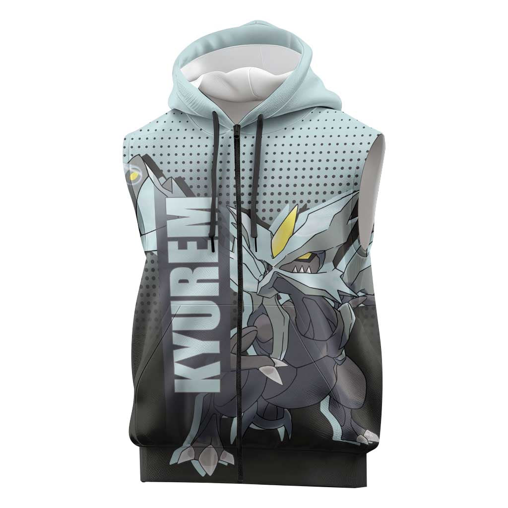 Kyurem from Poké Sleeveless Zip Hoodie with Ice Type Ability and Powerful Battle Pose Design - The Mazicc