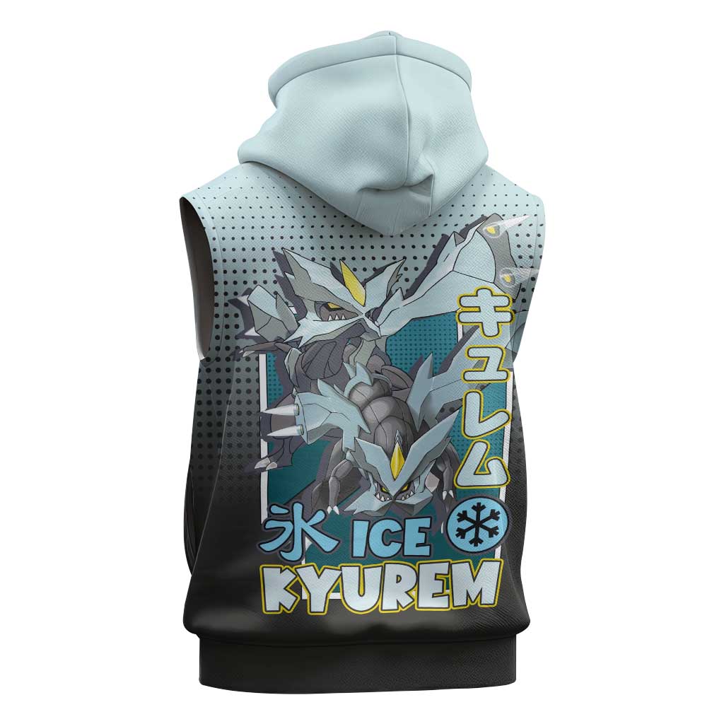 Kyurem from Poké Sleeveless Zip Hoodie with Ice Type Ability and Powerful Battle Pose Design - The Mazicc