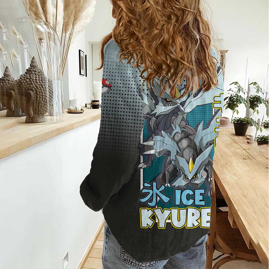 Kyurem from Poké Women Casual Shirt with Ice Type Ability and Powerful Battle Pose Design - The Mazicc