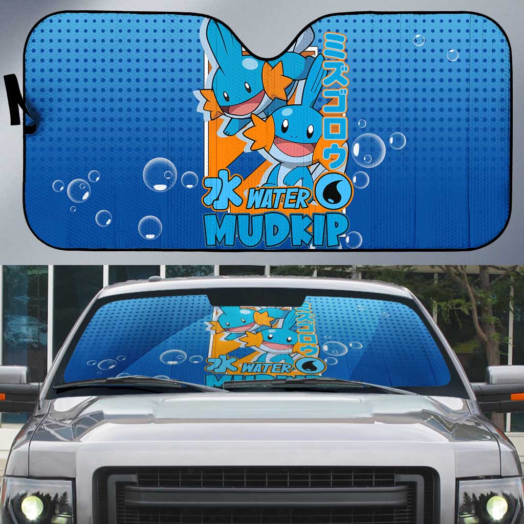 Mudkip from Poké Auto Sun Shade with Water Type Ability and Playful Pose Design - The Mazicc
