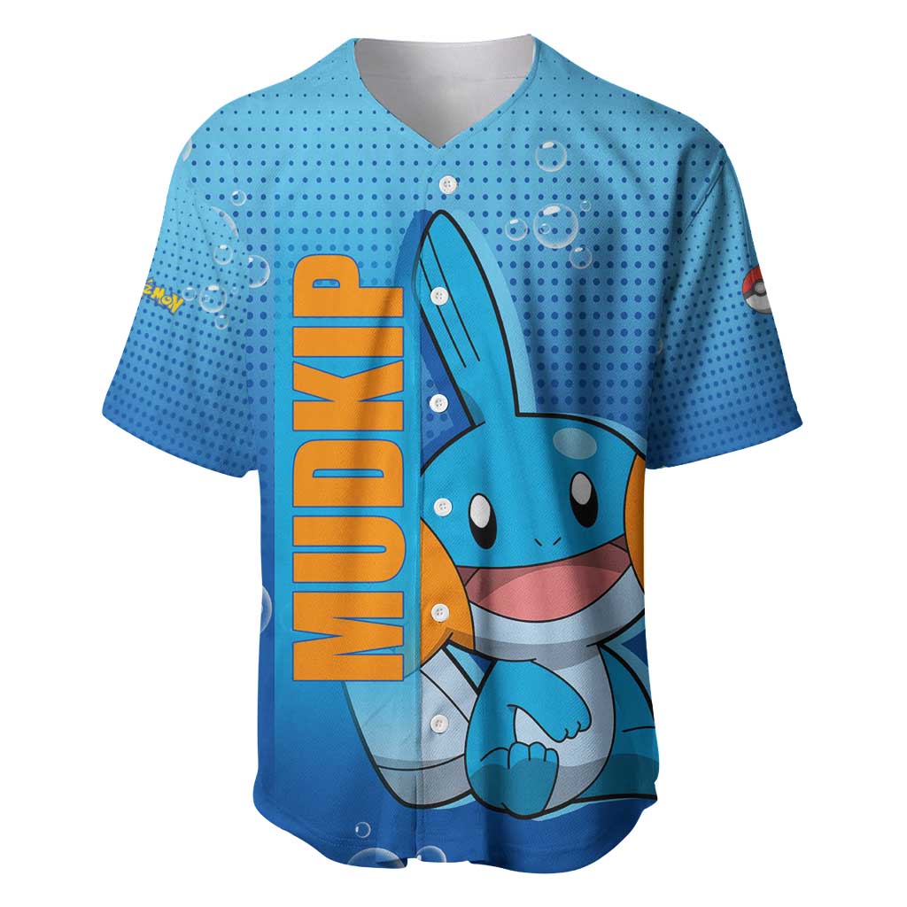 Mudkip from Poké Baseball Jersey with Water Type Ability and Playful Pose Design - The Mazicc