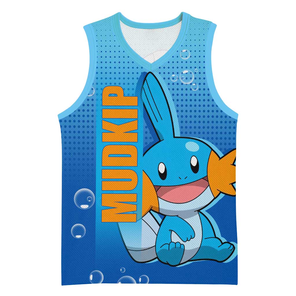 Mudkip from Poké Basketball Jersey with Water Type Ability and Playful Pose Design - The Mazicc