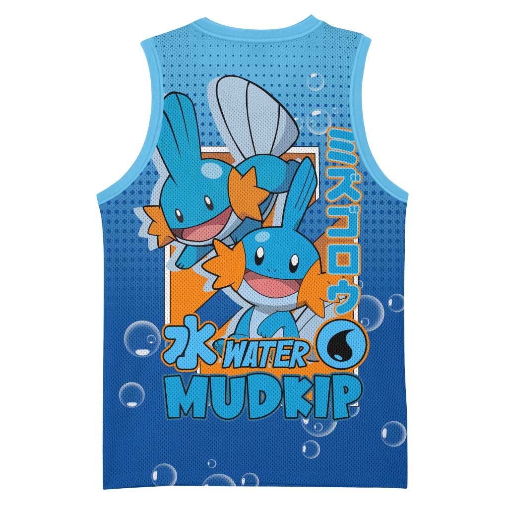 Mudkip from Poké Basketball Jersey with Water Type Ability and Playful Pose Design - The Mazicc