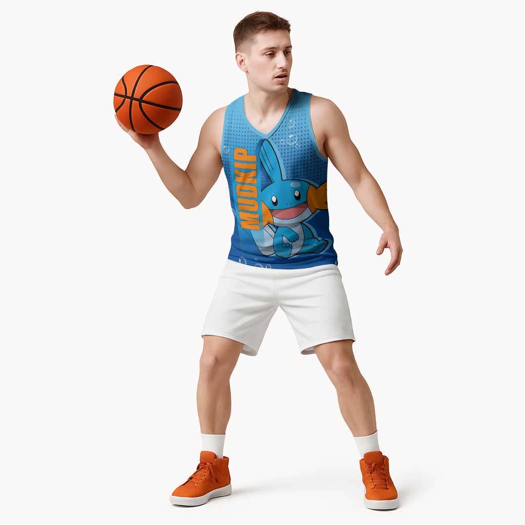 Mudkip from Poké Basketball Jersey with Water Type Ability and Playful Pose Design - The Mazicc