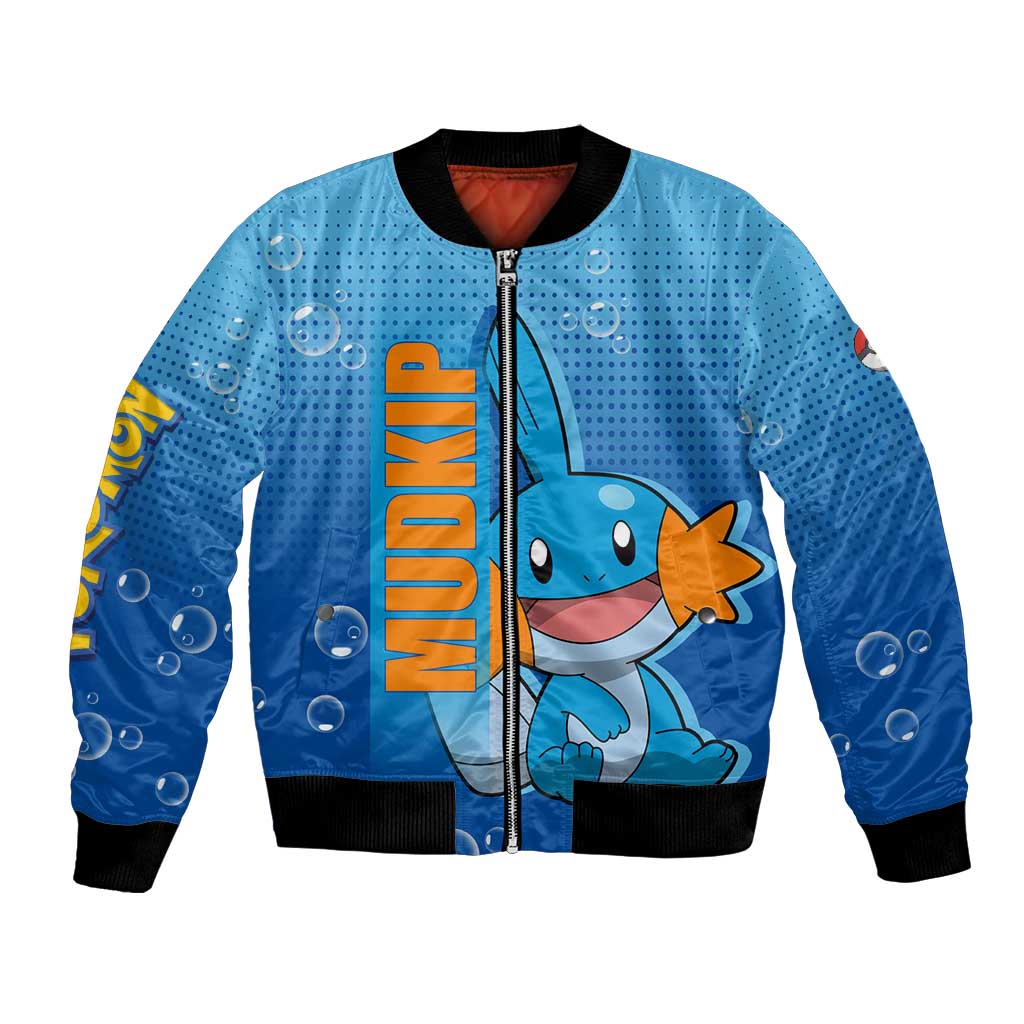 Mudkip from Poké Bomber Jacket with Water Type Ability and Playful Pose Design - The Mazicc