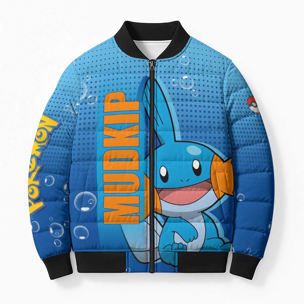 Mudkip from Poké Bomber Puffer Jacket with Water Type Ability and Playful Pose Design - The Mazicc