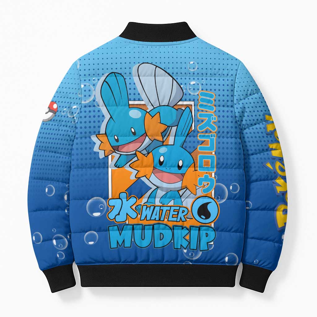 Mudkip from Poké Bomber Puffer Jacket with Water Type Ability and Playful Pose Design - The Mazicc