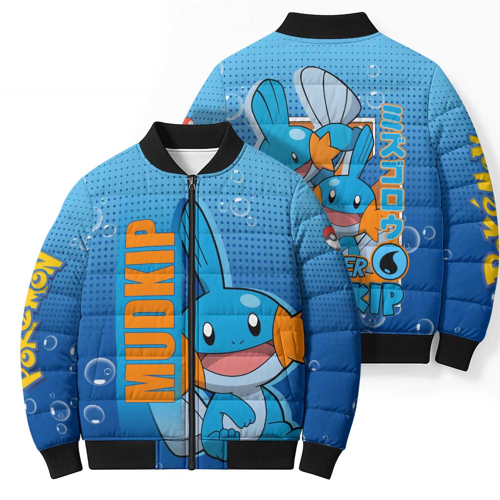 Mudkip from Poké Bomber Puffer Jacket with Water Type Ability and Playful Pose Design - The Mazicc
