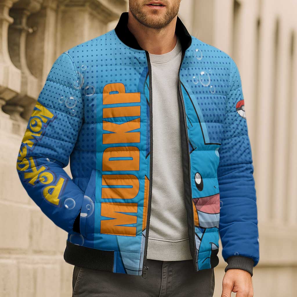 Mudkip from Poké Bomber Puffer Jacket with Water Type Ability and Playful Pose Design - The Mazicc