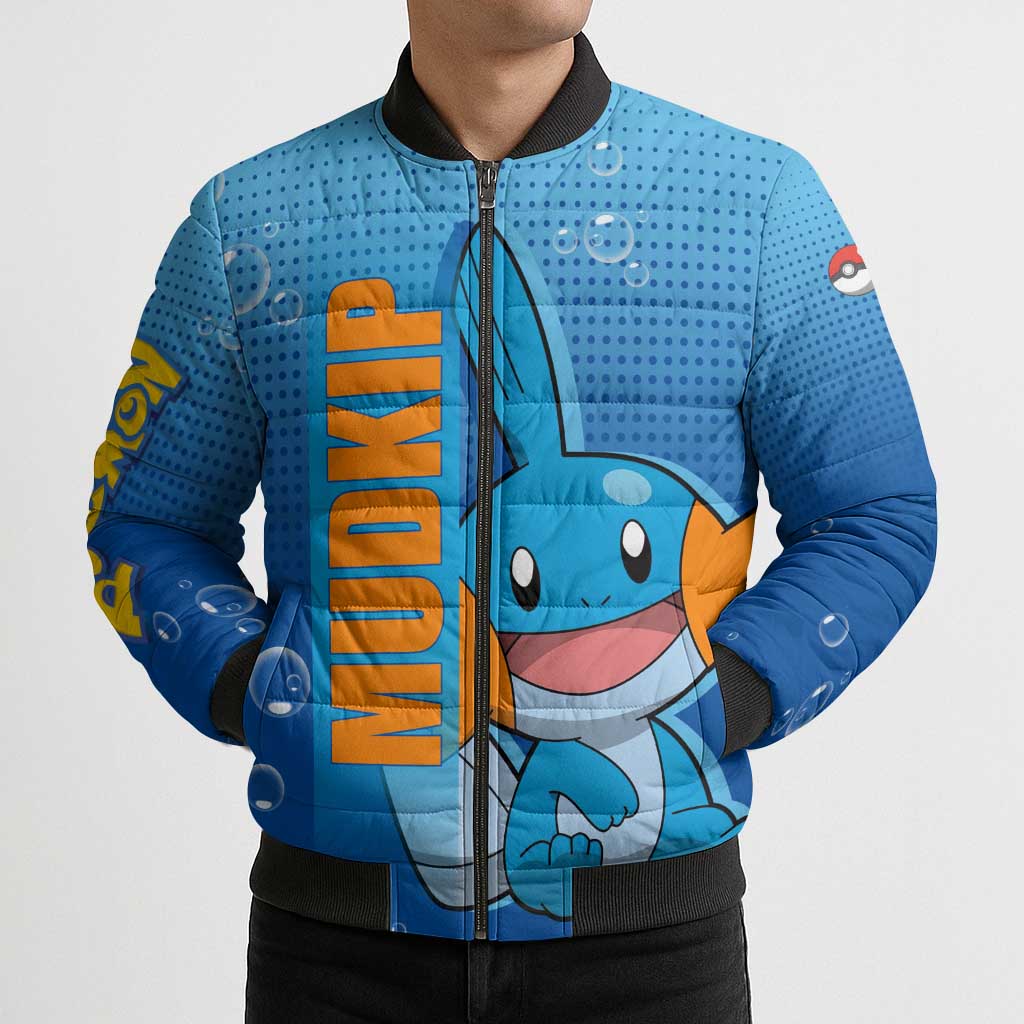Mudkip from Poké Bomber Puffer Jacket with Water Type Ability and Playful Pose Design - The Mazicc