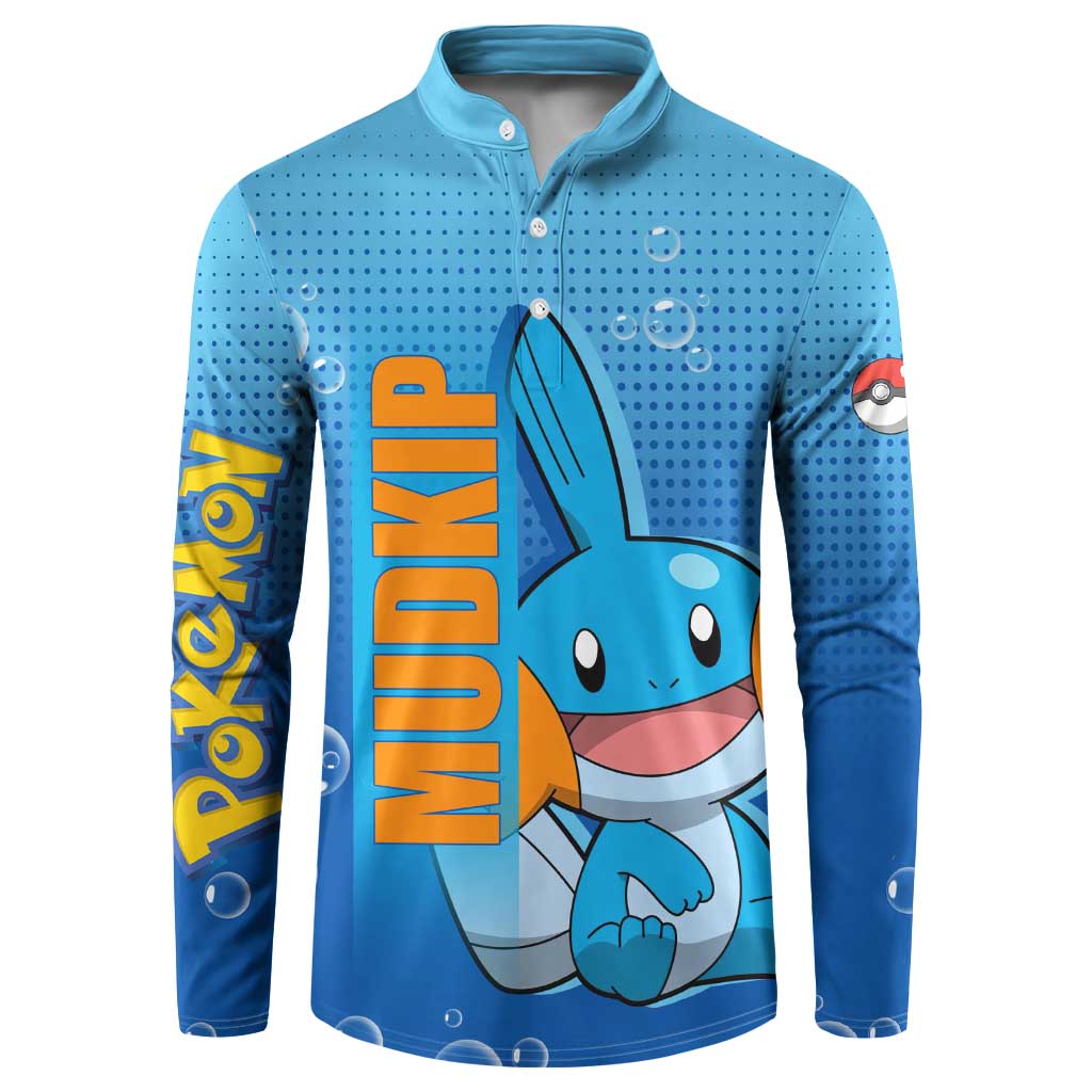 Mudkip from Poké Button Sweatshirt with Water Type Ability and Playful Pose Design - The Mazicc