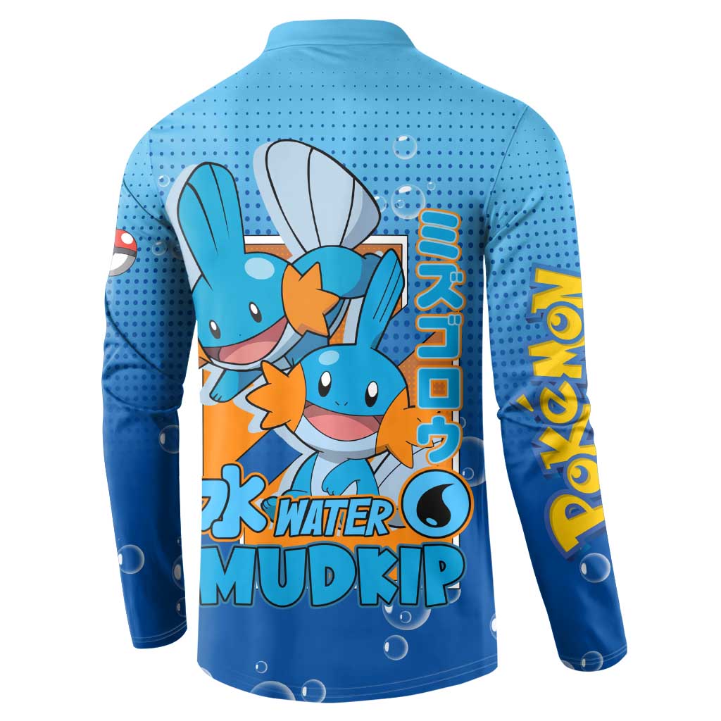 Mudkip from Poké Button Sweatshirt with Water Type Ability and Playful Pose Design - The Mazicc