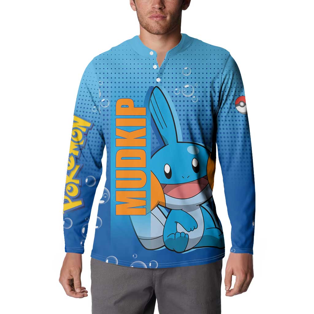 Mudkip from Poké Button Sweatshirt with Water Type Ability and Playful Pose Design - The Mazicc