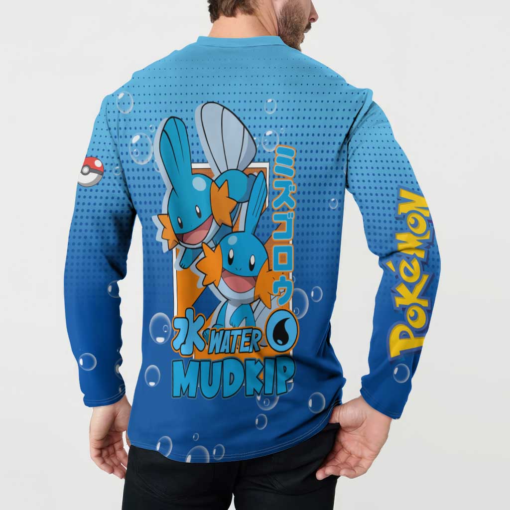 Mudkip from Poké Button Sweatshirt with Water Type Ability and Playful Pose Design - The Mazicc
