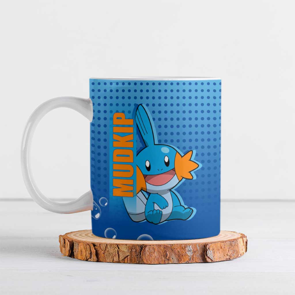 Mudkip from Poké Ceramic Mug with Water Type Ability and Playful Pose Design - The Mazicc