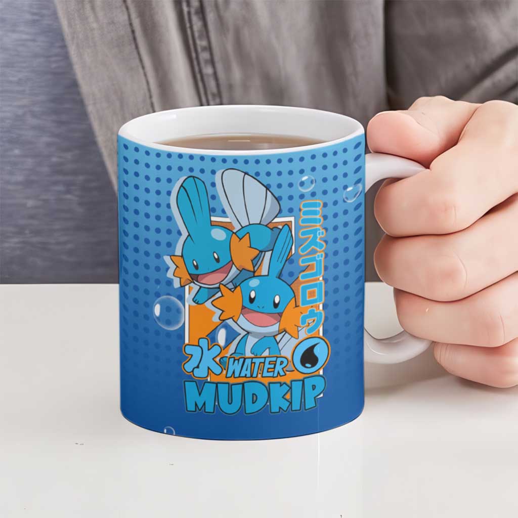 Mudkip from Poké Ceramic Mug with Water Type Ability and Playful Pose Design - The Mazicc